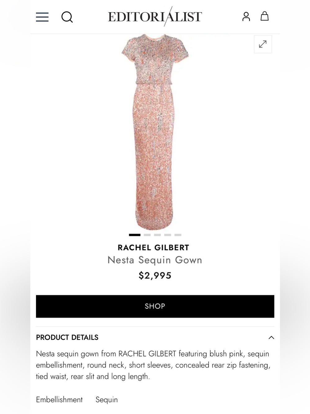 NWT Rachel Gilbert Nesta Sequin Gown Wedding Guest Dress - Picture 3 of 14